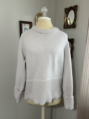 INDUSTRY Crewneck Rib-Hem Sweater in Light Gray